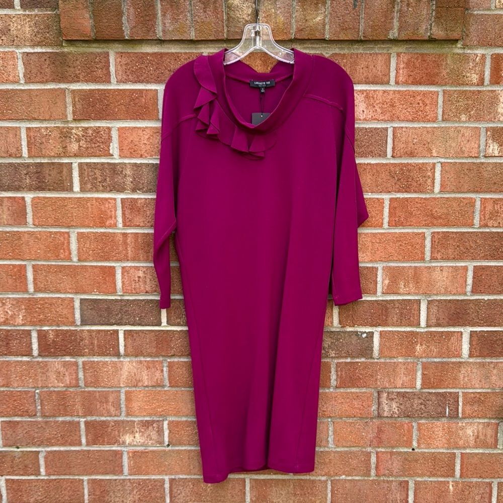Lafayette 148 New York Sheath Dress with Cowl Neck and Raglan Sleeves Sz Small